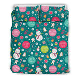 Snowman Bird Decorative Elements Christmas Pattern Bedding Set