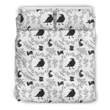 Crows Floral Wreath Rabbit Pattern Bedding Set