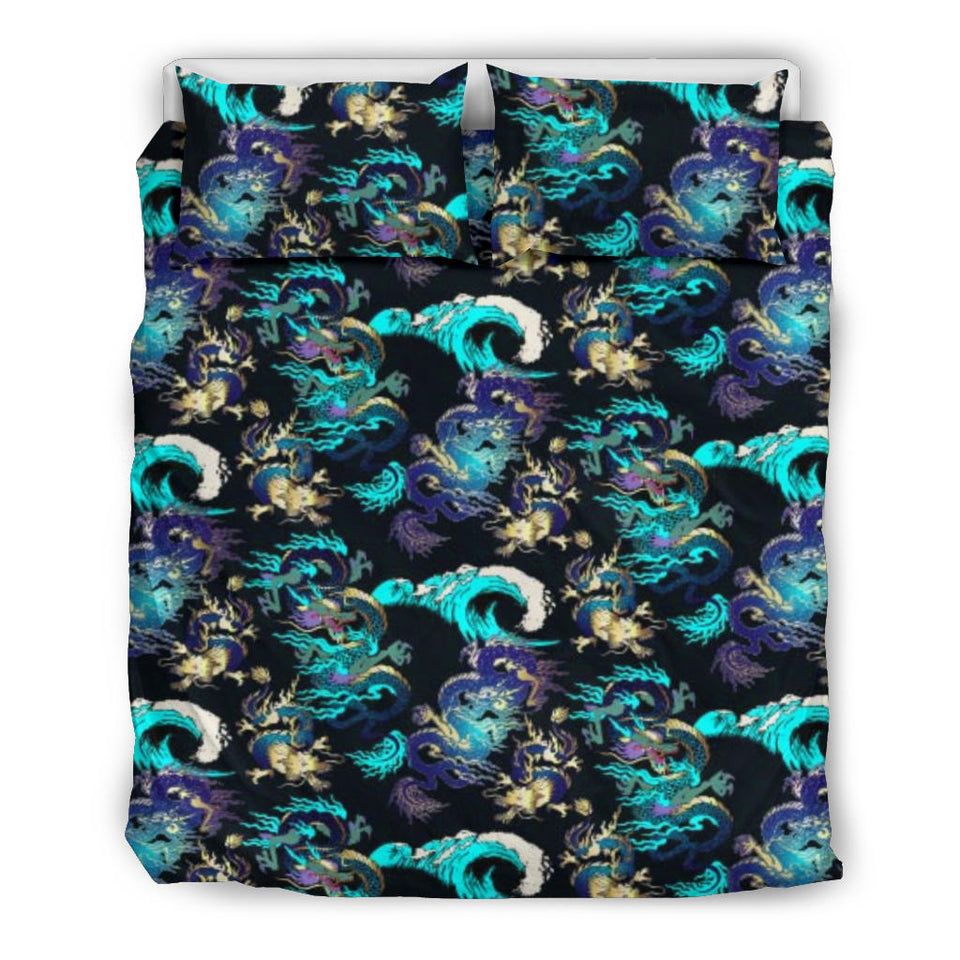 Dragon Sea Wave Pattern Bedding Set
