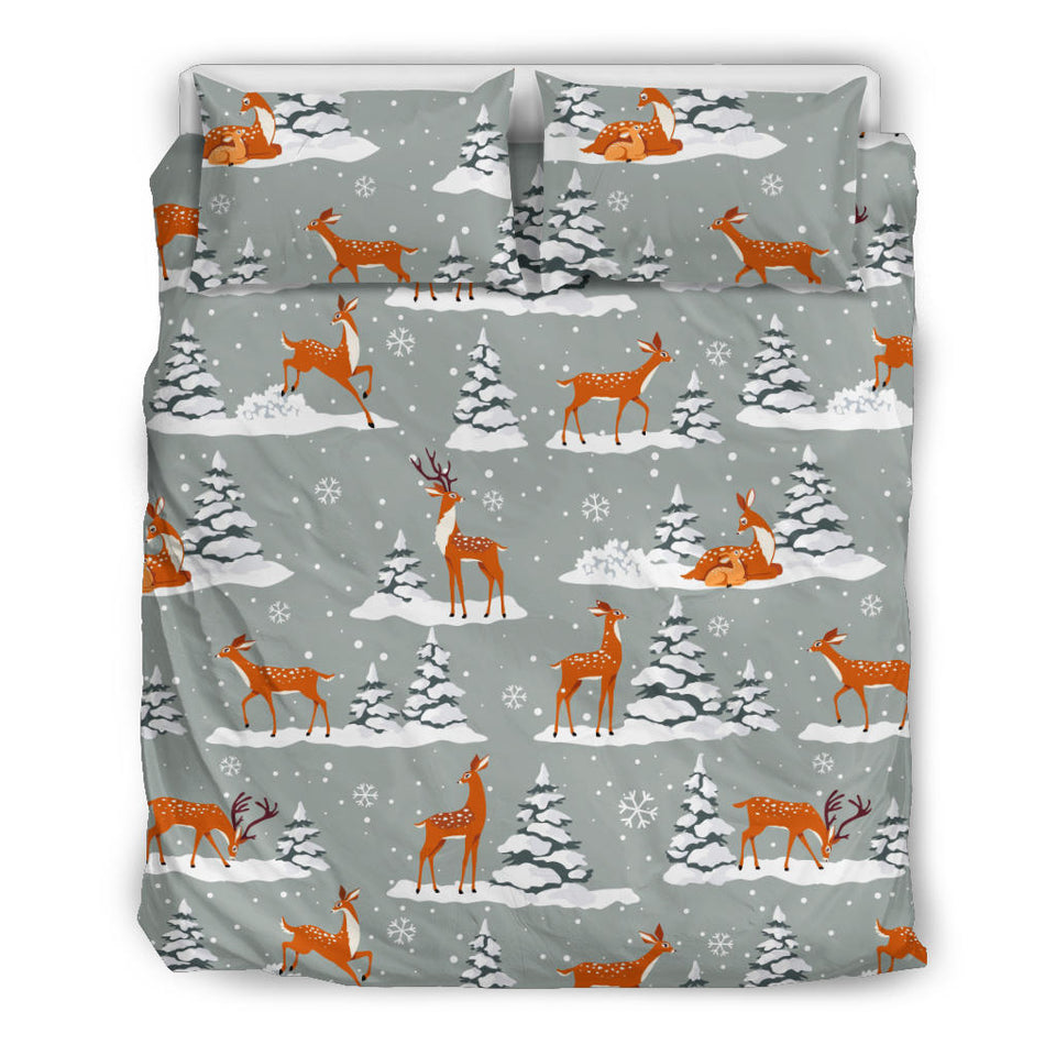 Beautiful Deers Winter Christmas Bedding Set