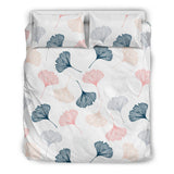 Black Gray Cream Coral Ginkgo Leaves Pattern Bedding Set