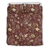 Coffee Bean Flower Pattern Bedding Set