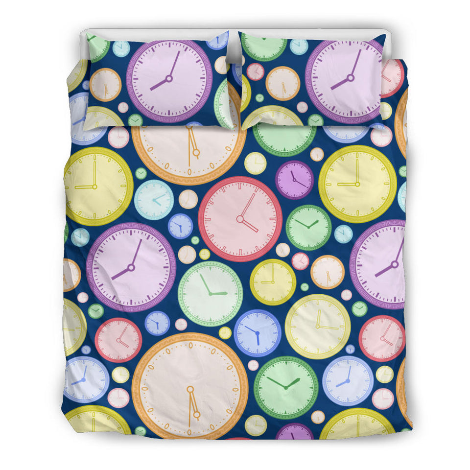 Colorful Clock Background Bedding Set