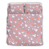 Coral White Heart Pattern Bedding Set