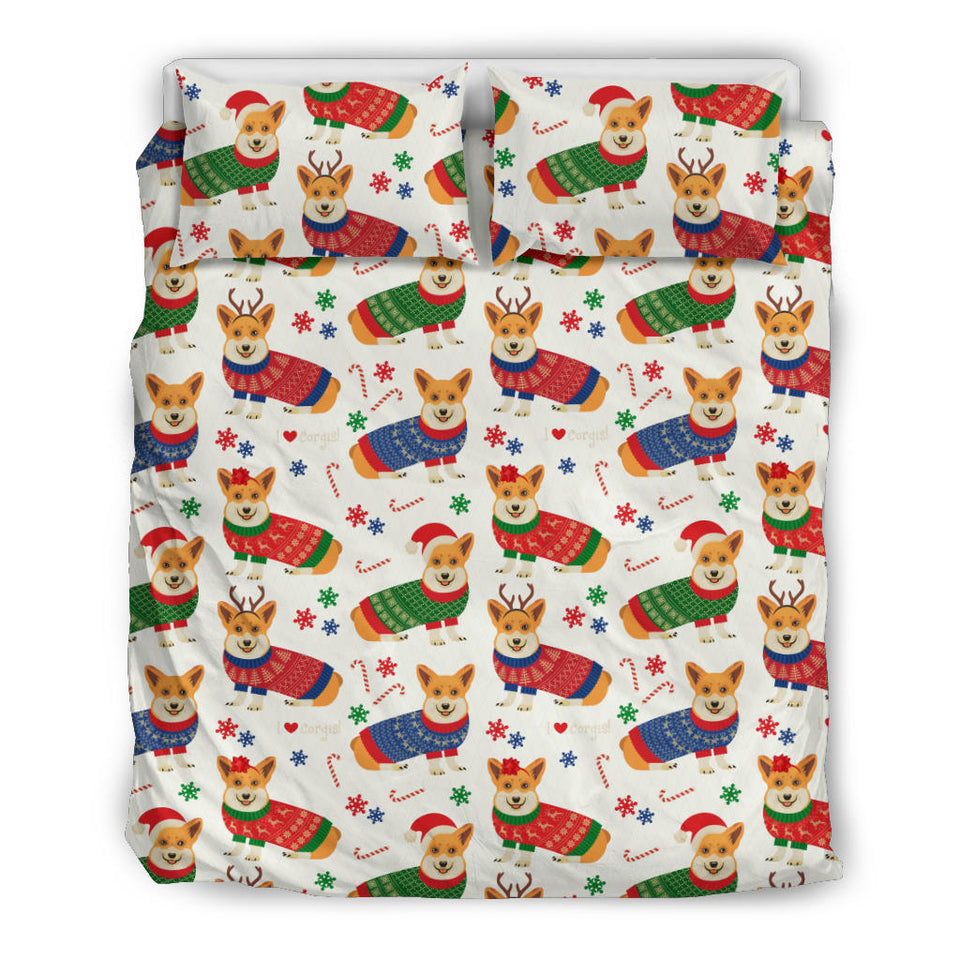 Corgi Christmas Pattern Bedding Set