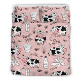 Cows Milk Product Pink Background Bedding Set