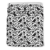 Crow Dark Floral Pattern Bedding Set
