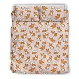 Cute Corgis Pattern Pink Background Bedding Set
