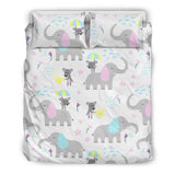 Cute Elephant Mouse Pattern Bedding Set