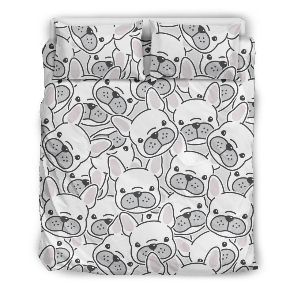 Cute French Bulldog Head Pattern Bedding Set