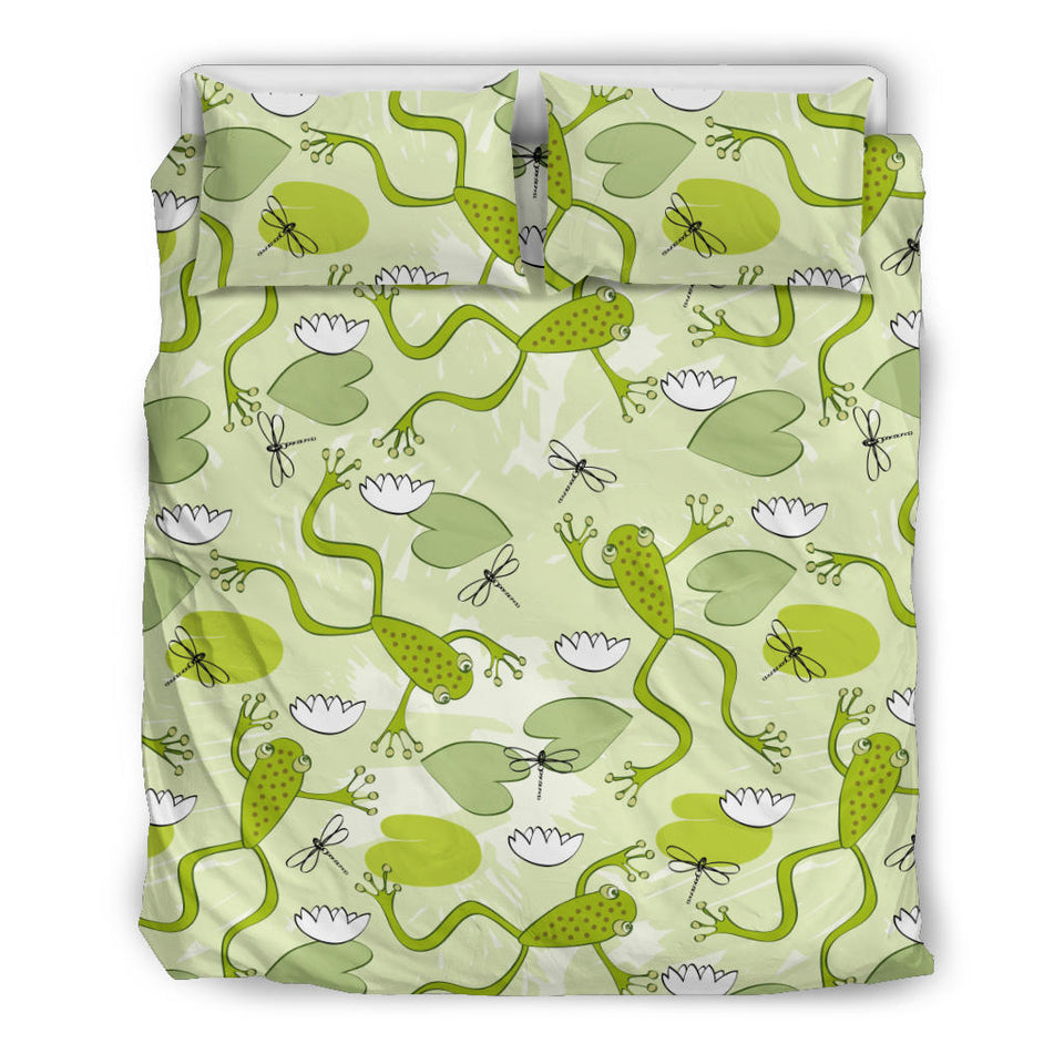 Cute Frog Dragonfly Pattern Bedding Set