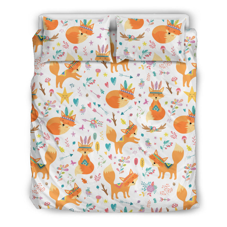 Cute Tribal Fox Pattern Bedding Set