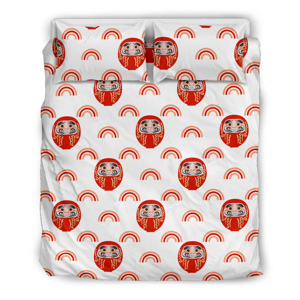 Daruma Japanese Wooden Doll Design Pattern Bedding Set