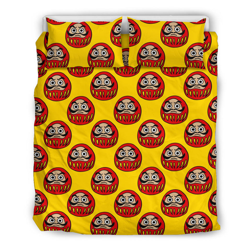 Daruma Japanese Wooden Doll Yellow Background Bedding Set