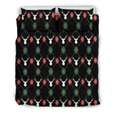 Deer Christmas New Year Pattern Argyle Bedding Set