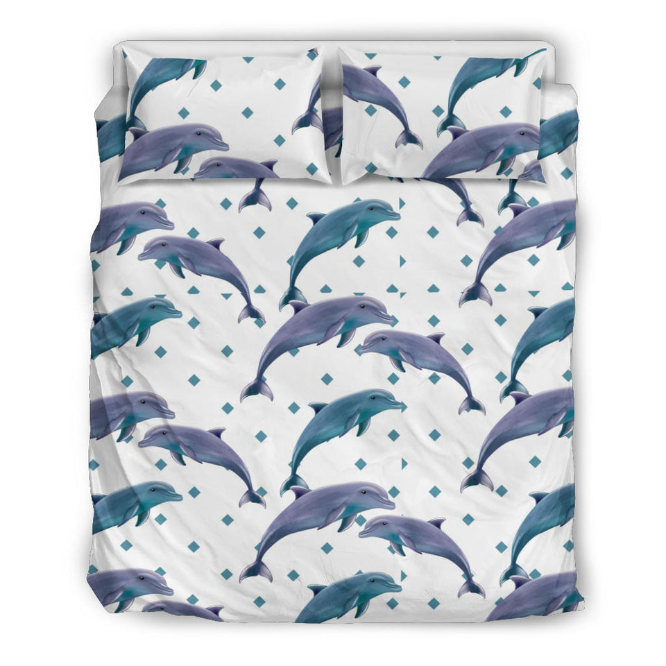 Dolphins Pattern Dotted Background Bedding Set