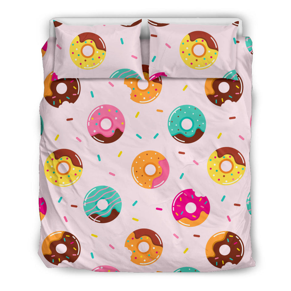 Donut Pattern Glaze Pink Background Bedding Set.
