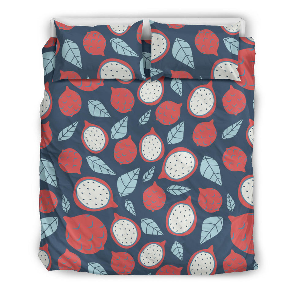 Dragon Fruits Dark Blue Background Bedding Set.