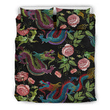 Dragons Flower Pattern Bedding Set