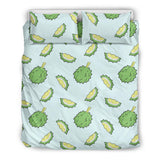 Durian Pattern Blue Background Bedding Set