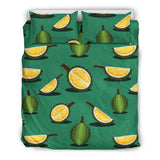 Durian Pattern Green Background Bedding Set