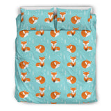 Fox Pattern Blue B Ackground Bedding Set