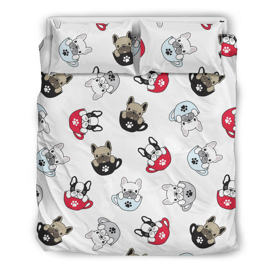French Bulldog Cup Paw Pattern Bedding Set