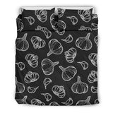 Garlic Pattern Black Background Bedding Set