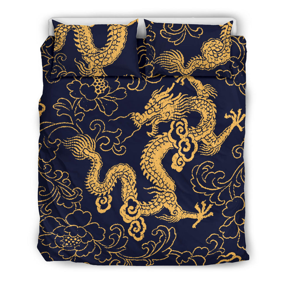 Gold Dragon Pattern Bedding Set