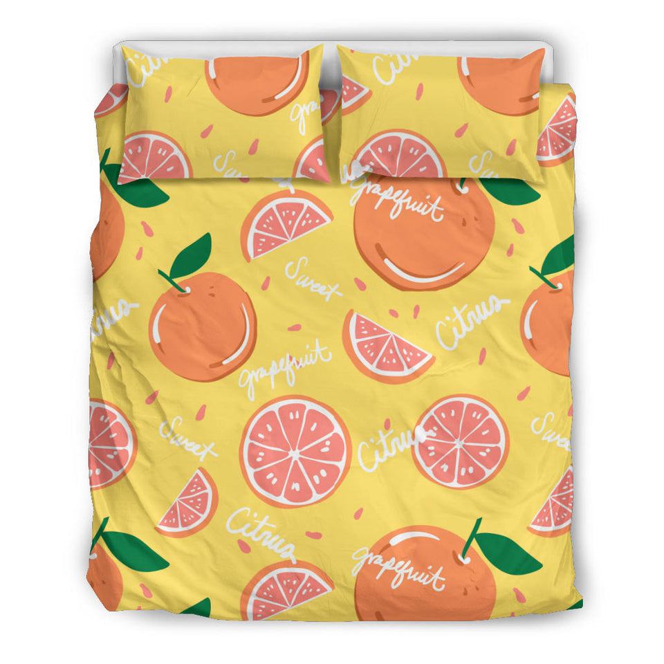 Grapefruit Yellow Background Bedding Set