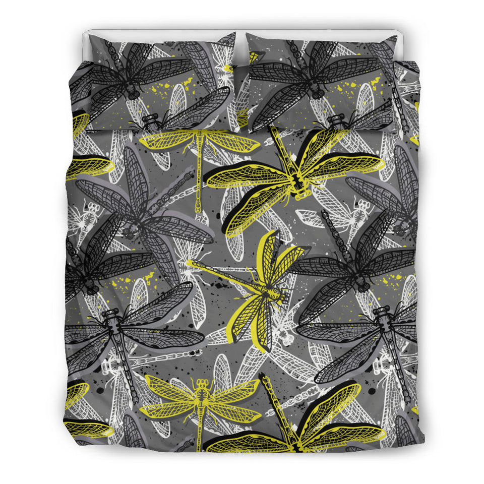 Hand Drawn Dragonfly Pattern Bedding Set