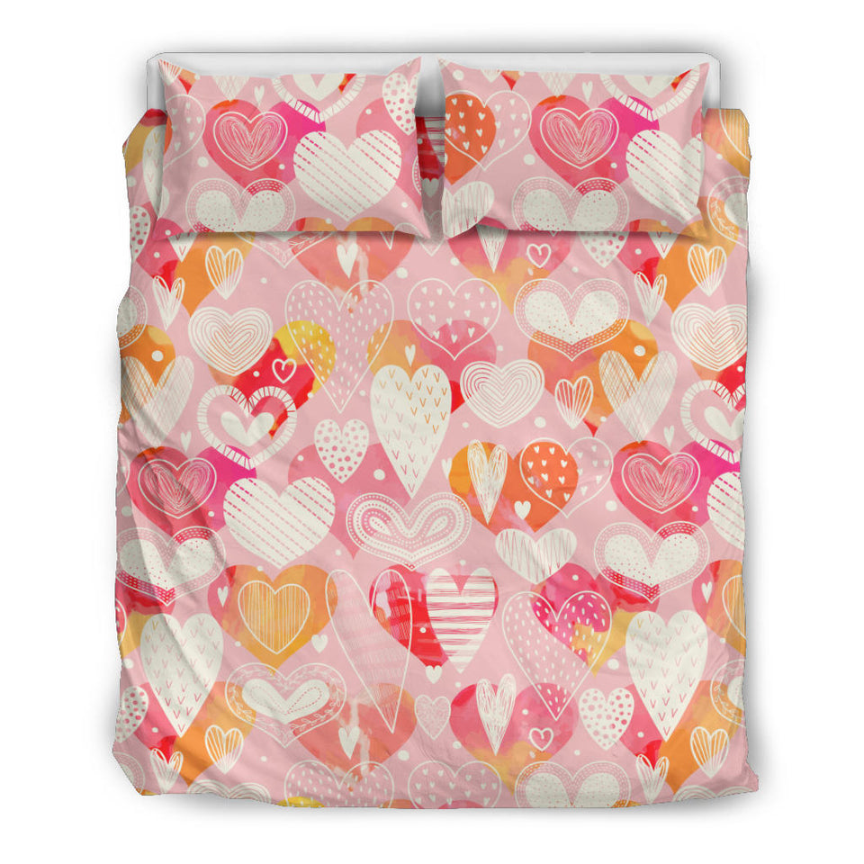 Hand Drawn Heart Design Pattern Bedding Set