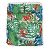 Heliconia Palm And Monstera  Leaves Pattern Bedding Set