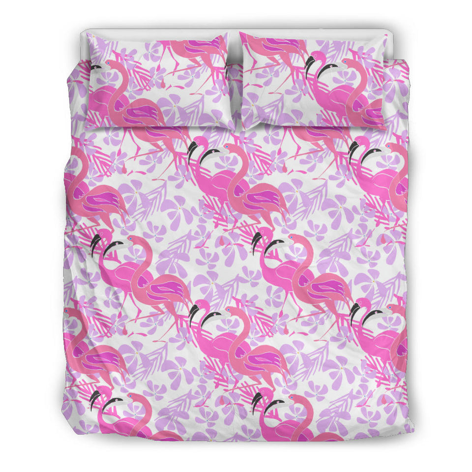 Pink Flamingo Flower Pattern Bedding Set