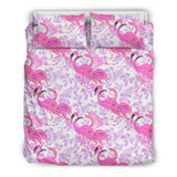 Pink Flamingo Flower Pattern Bedding Set