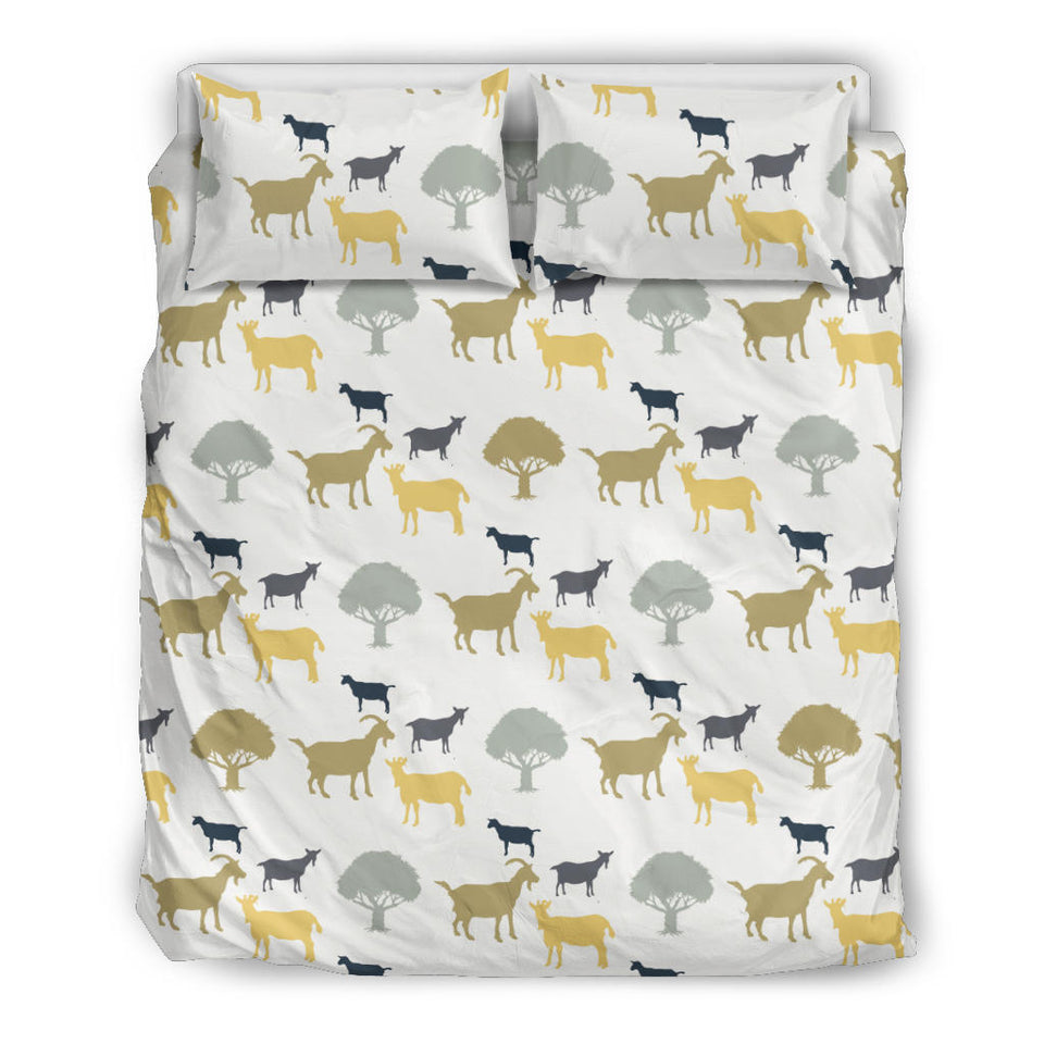 Silhouettes Of Goat And Tree Pattern Bedding Set
