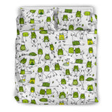 Sketch Funny Frog Pattern Bedding Set
