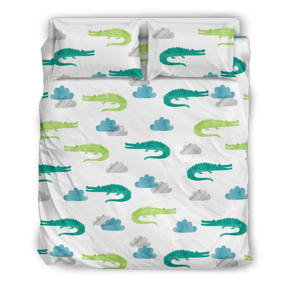 Watercolor Crocodile Pattern Bedding Set