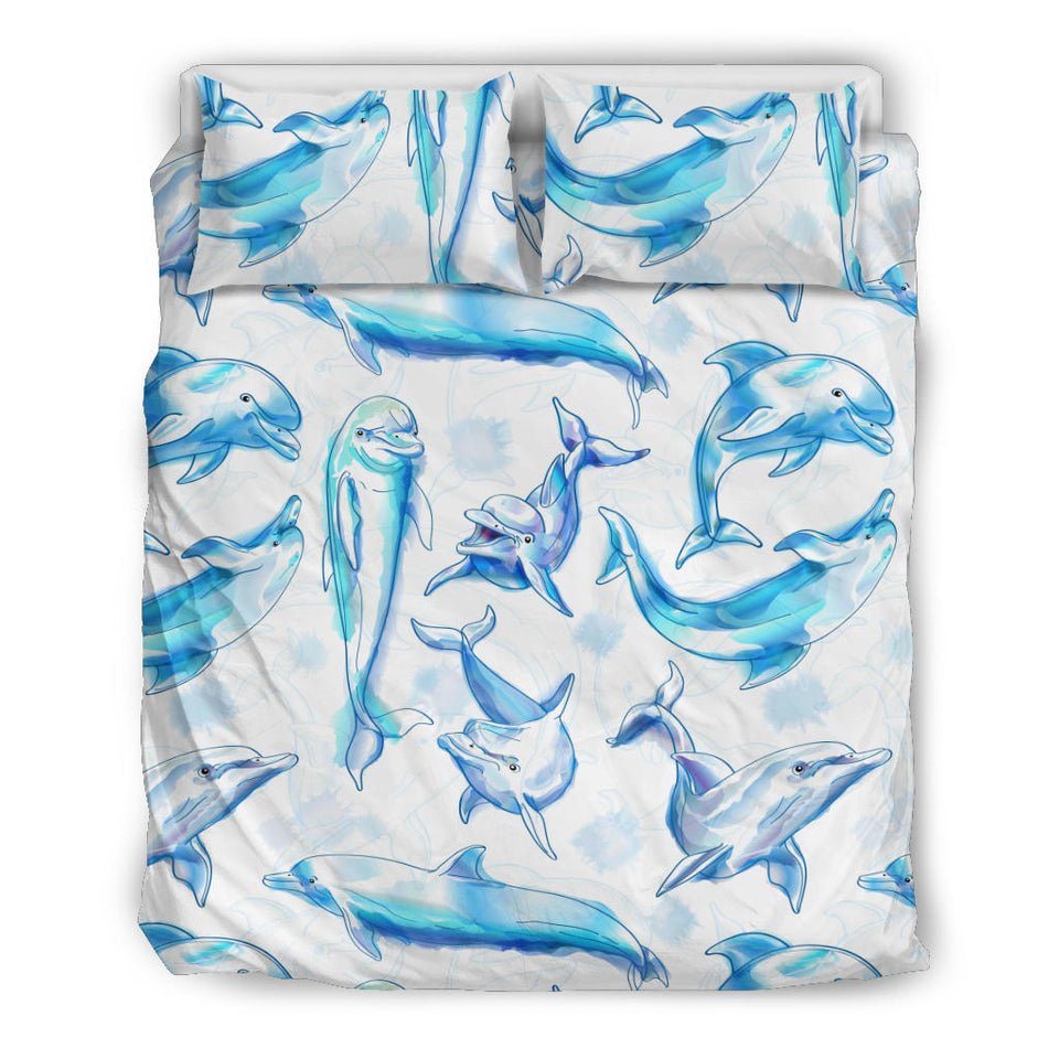 Watercolor Dolphin Pattern Bedding Set