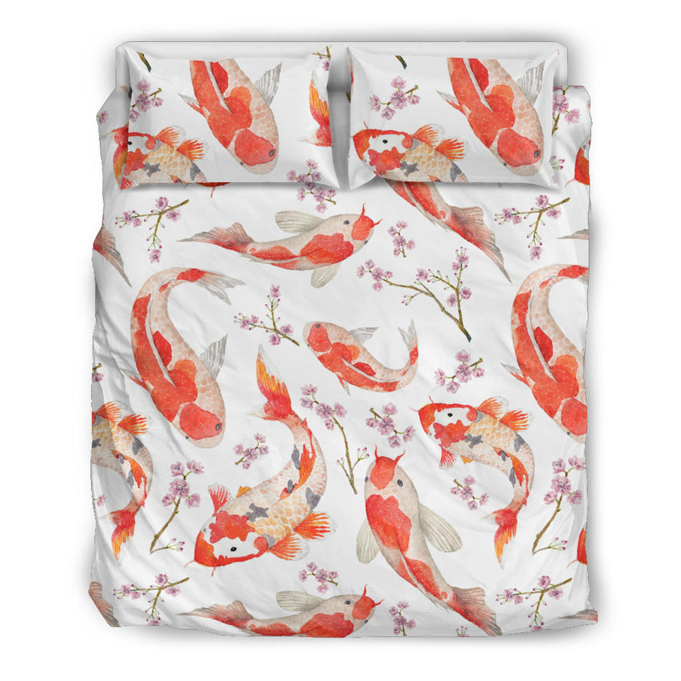Watercolor Koi Fish Carp Fish Pattern Bedding Set