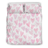Watercolor Pink Heart Pattern Bedding Set