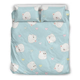 White Cute Hamsters Heart Pattern Bedding Set
