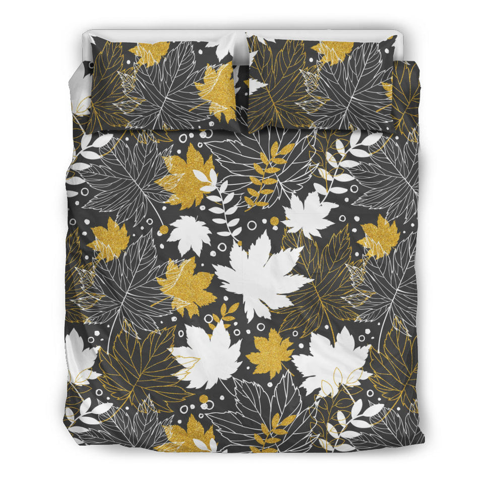 Beautiful Gold Autumn Maple Leaf Pattern Bedding Set