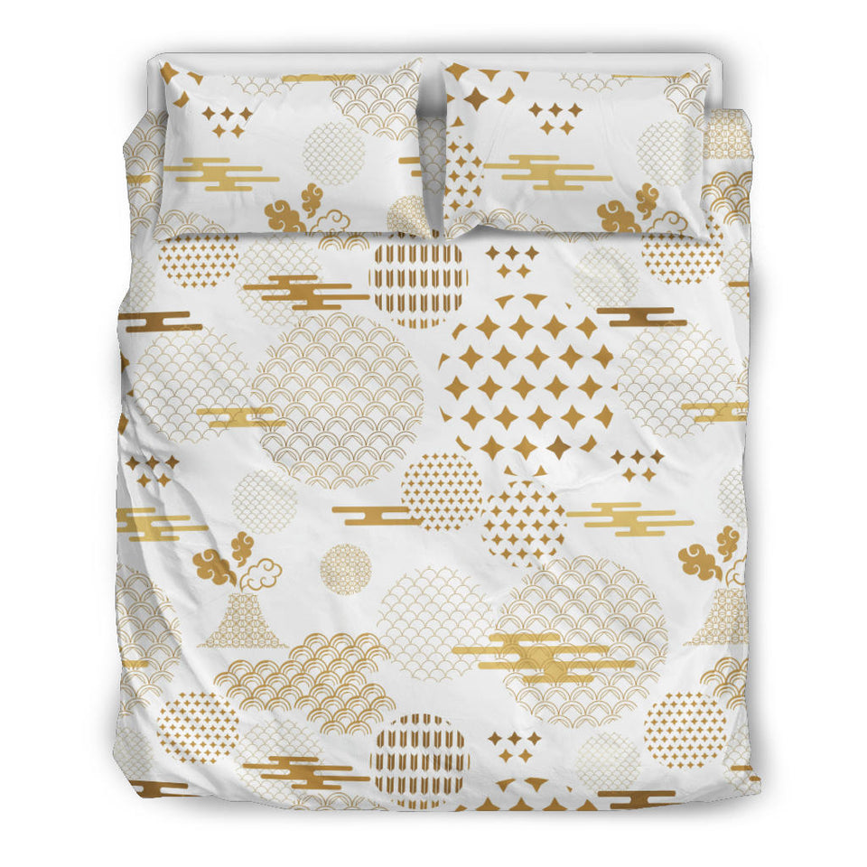 Beautiful Gold Japanese Pattern Bedding Set