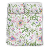 Beautiful Pink Lotus Waterlily Leaves Pattern Bedding Set