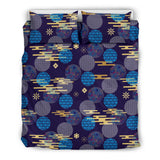 Blue Japanese Pattern Cloud Wave Flower Bedding Set