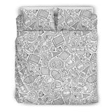 Cartoon Hand Drawn Ice Cream Black White Bedding Set