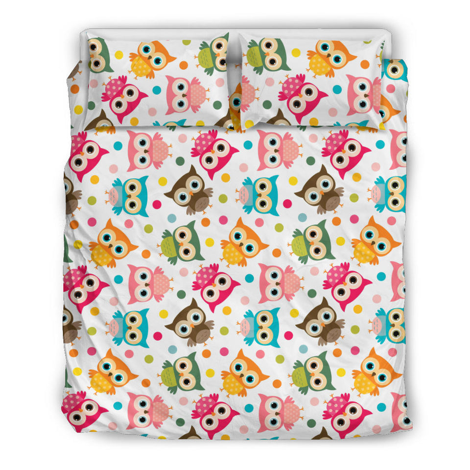 Color Cute Owl Pattern Bedding Set