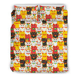 Colorful Maneki Neko Lucky Cat Pattern Bedding Set