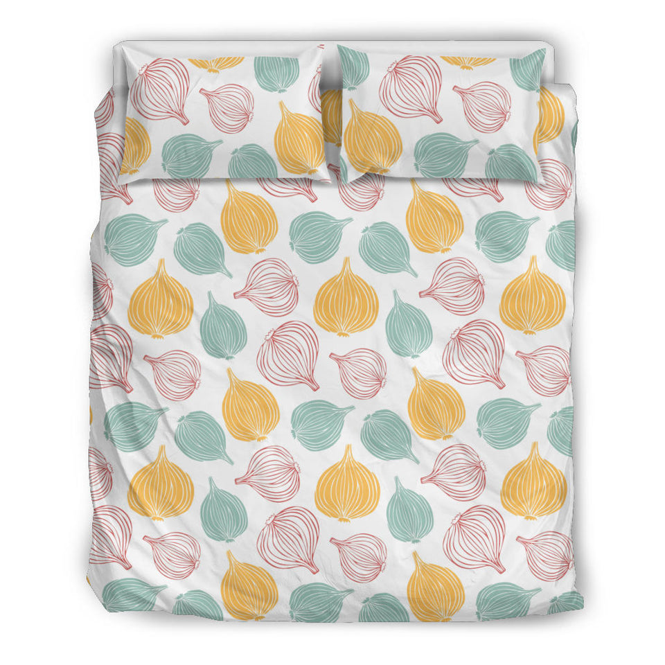 Colorful Onions White Background Bedding Set